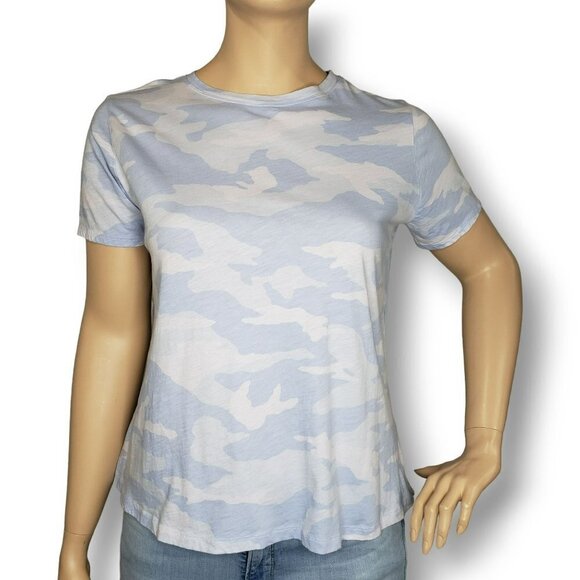 Athleta Organic Daily Camo Crew Tee Shirt Womens 1X Stream Blue Print - Picture 1 of 9